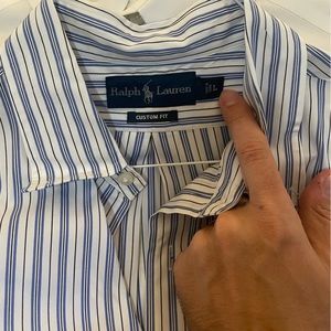 Polo Ralph Lauren Men’s striped dress shirt size large classic fit blue label